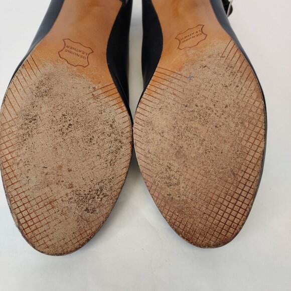 Ballet Maker Ballroom Dance Shoe Womens 8.5 Ankle Strap Leather Sole Matte Black - Picture 13 of 14